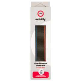  Ремешок нейлоновый MB для Apple watch - 38-40 mm (S3/S4/S5 SE/S6), оливковый с сине-красным краем 