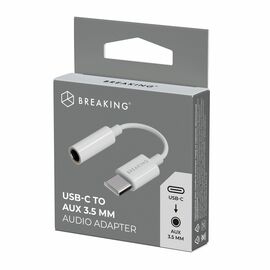  Адаптер Breaking, AUX 3.5мм - USB-C (Белый) 