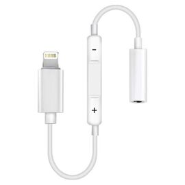 Переходник  MH020-B Plus, Lightning - Jack 3.5, 14 см, белый, контроллер с микрофоном 