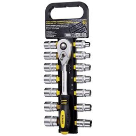  Набор головок торцевых BERGER BG2035 6-гранных SuperLock 1/2" (8-22мм) с трещоткой 1/2" 15 предметов 