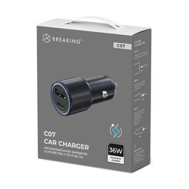  АЗУ Breaking C07, USB-A + USB-C, PD 38W, QC 3.0, 3.0A (Черный) 
