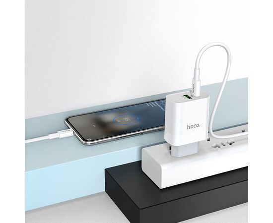  СЗУ HOCO C80A Rapido PD20W, QC3.0, Type-C + Type-C (белый) 